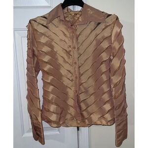 Blouse E'va Women's Gold Button Front Blouse Top Size M Ladies Chest 33-34